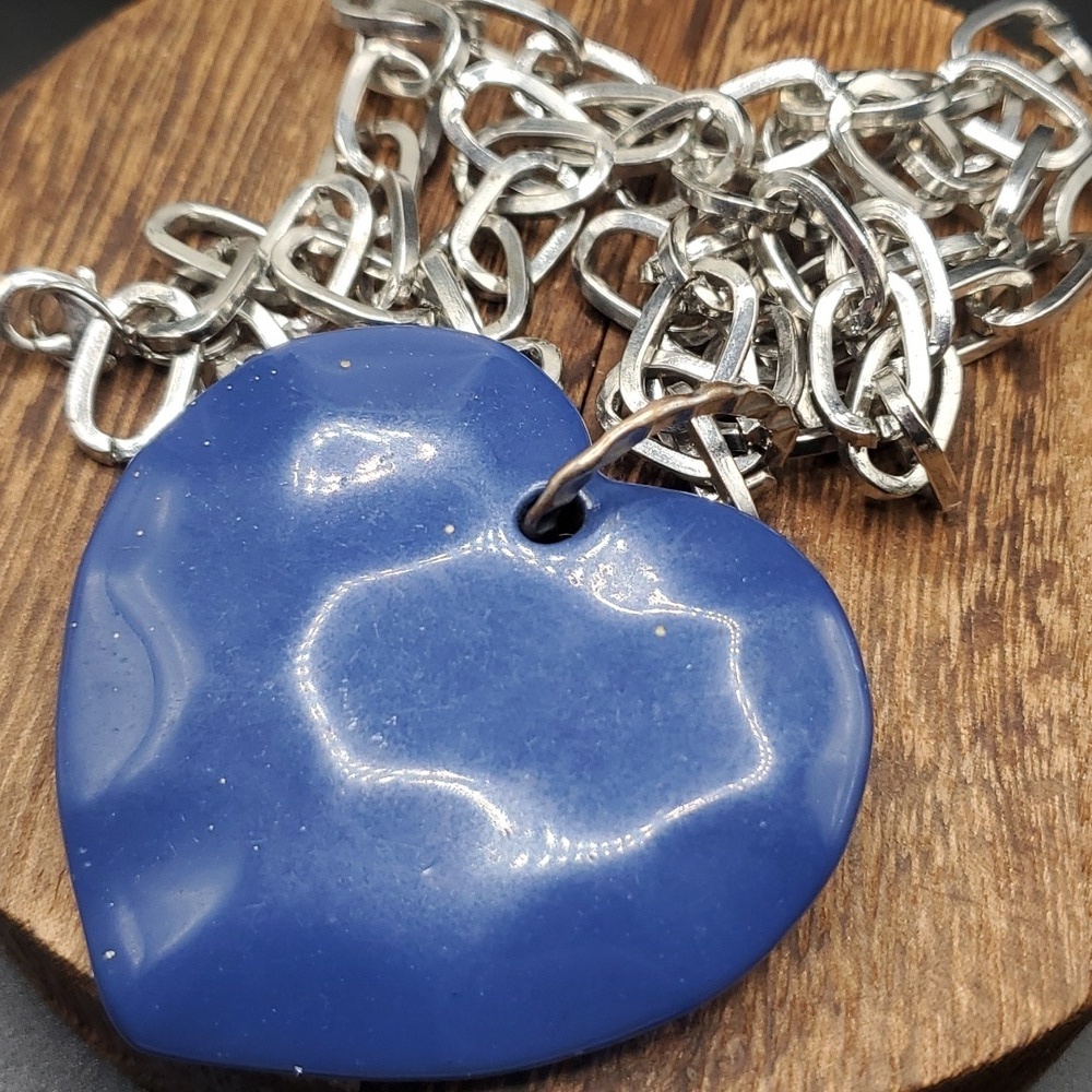 Large blue heart chunky statement necklace N3321‎ - Picture 3 of 3